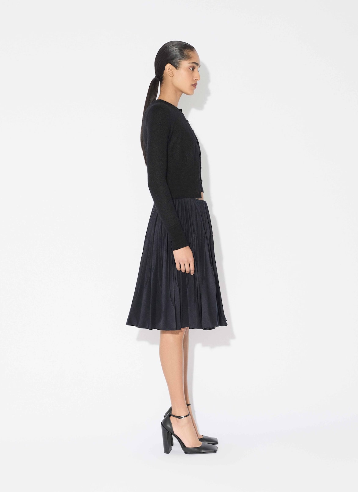 MERINO FLANNEL PLEATED SKIRT ALAÏA MARINE MERINO FLANNEL PLEATED SKIRT
